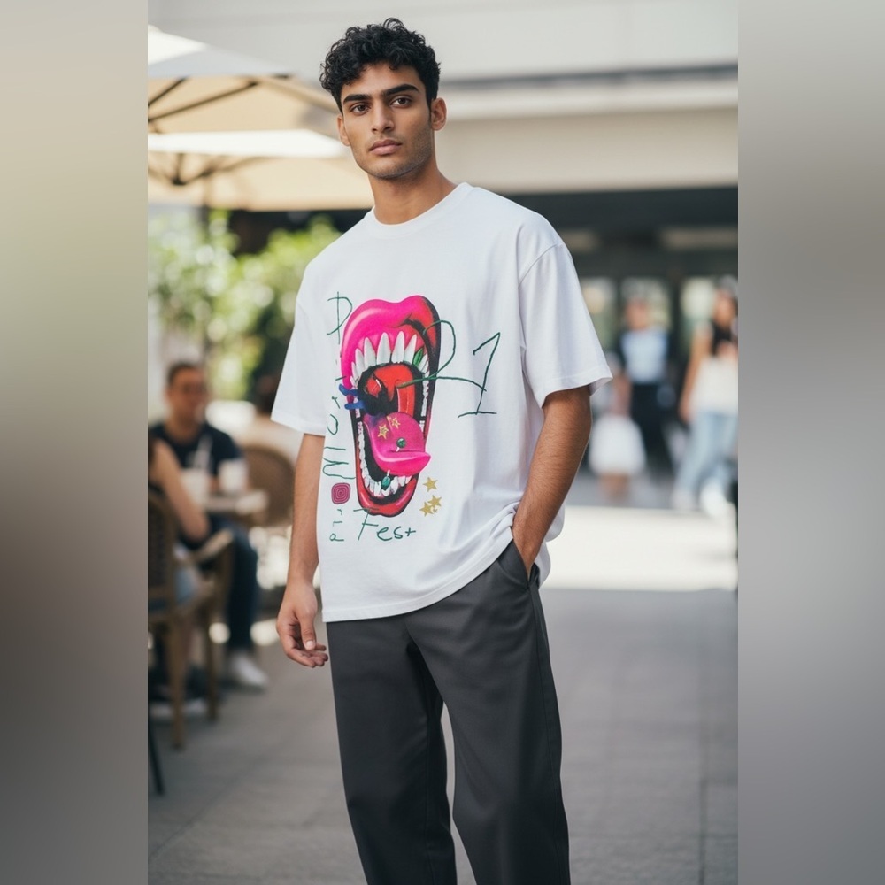 Cactus Jack by Travis Scott Mouth Tee in White